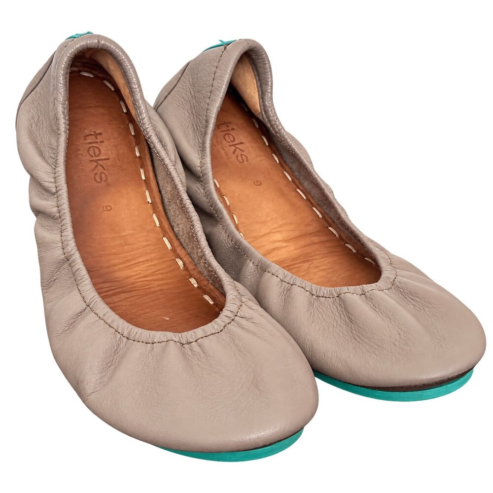 Tieks by Gavrieli Taupe Leather Ballet Flats Foldable Travel Womens Size 9